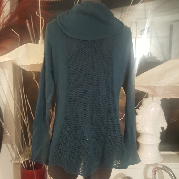 PRANA TEAL GREEN SWEATER WITH NET sz med - Picture 7 of 8